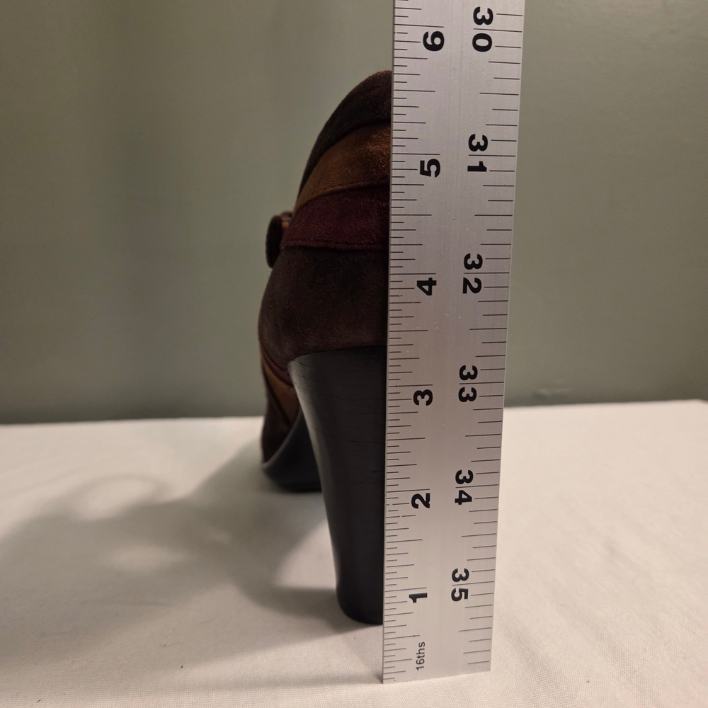 Sofft Women's Leather & Suede Open Toe Heels Size 8 Brown & Burgundy - Picture 8 of 8